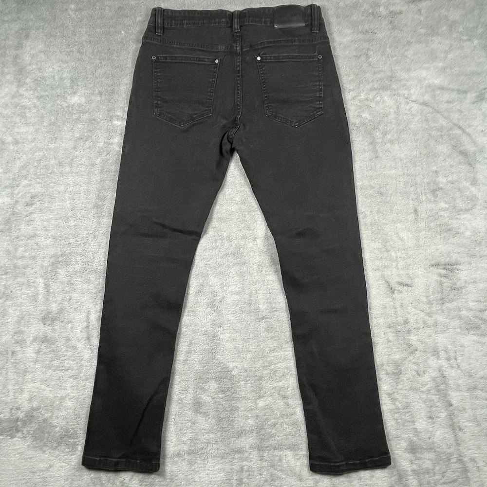Steves Jeans Mens 33x30 Black Stretch Denim Zip Pocket Slim Straight